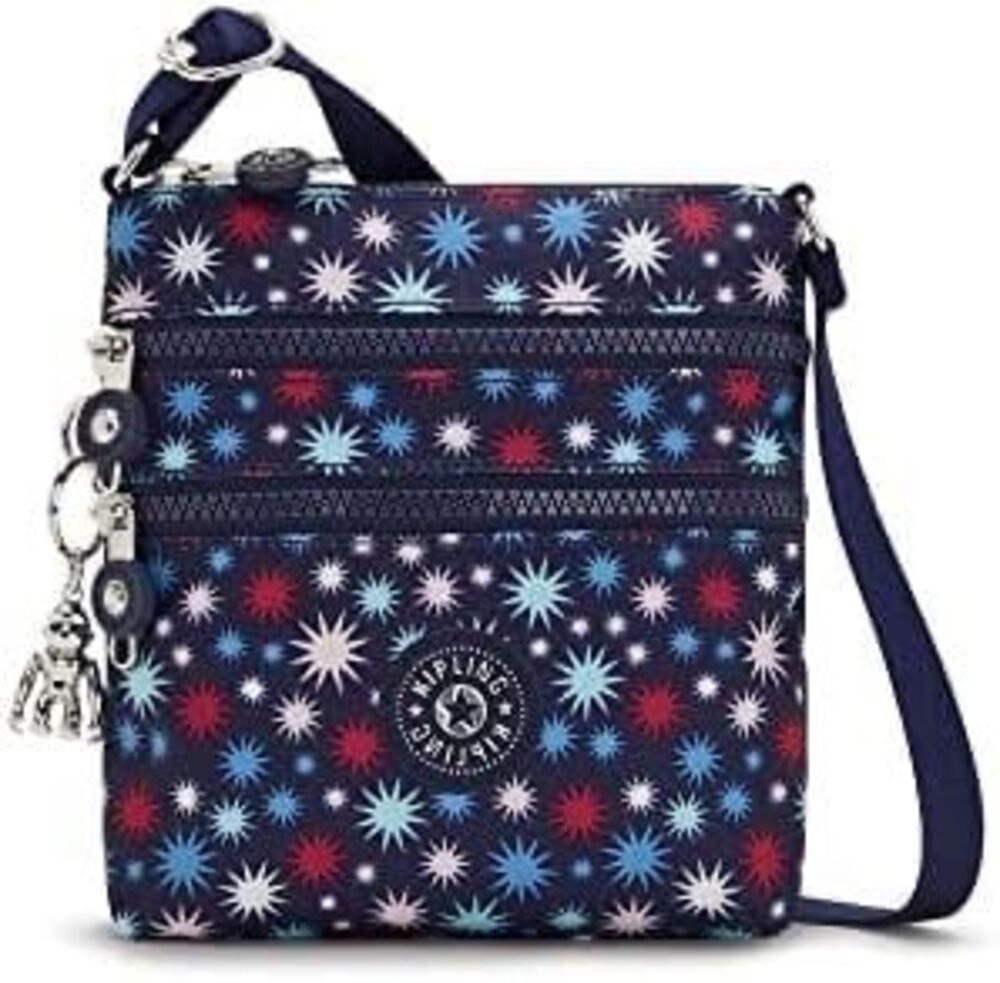 Kipling Keiko Vibrant Funky Stars Crossbody Bag Iconic Metal Monkey Keychain
